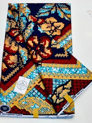 Crystals Elegance Vlisco Super Wax – Golden Mosaic Floral