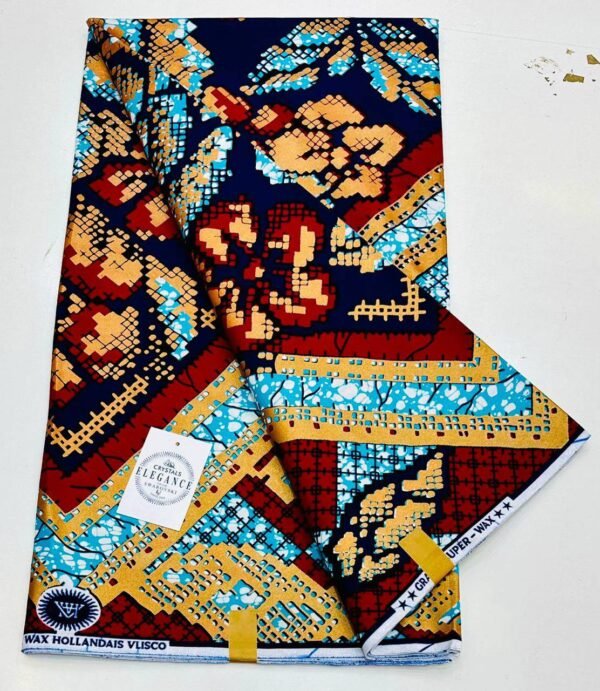 Crystals Elegance Vlisco Super Wax – Golden Mosaic Floral