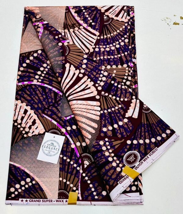 Crystals Elegance Vlisco Grand Super Wax – Fan & Dot Pattern