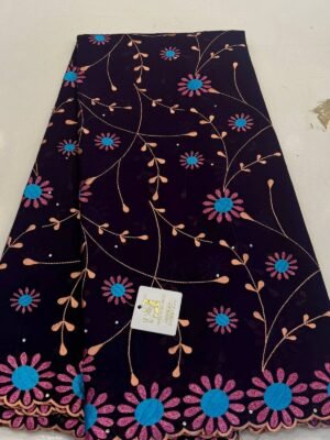 Premium Black Floral Embroidered Lace Fabric